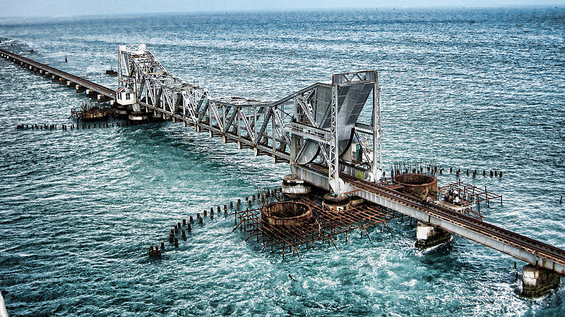 Pamban Bridge (Road bridge and Railway bridge) - Rameswaram 